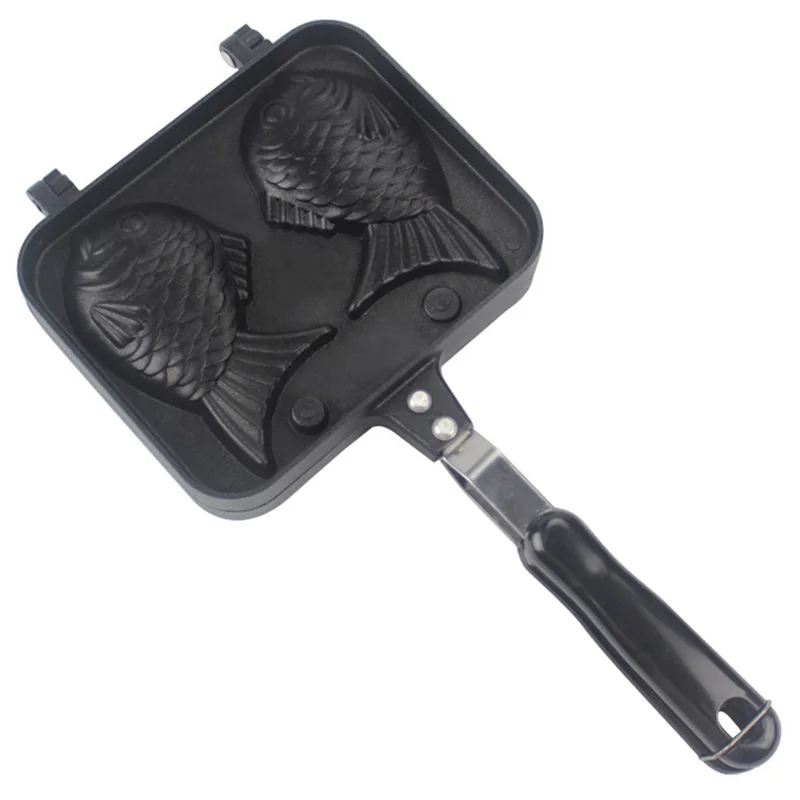 

Taiyaki Double Fish Shaped Hot Dessert Waffle Cake Maker Pan Japanese Pancake Double Pan Fry Pan
