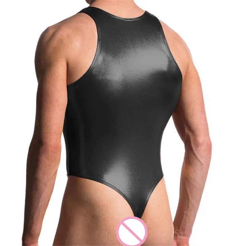 Трусики-танга мужские из искусственной кожи удобное пикантное боди для фитнеса и