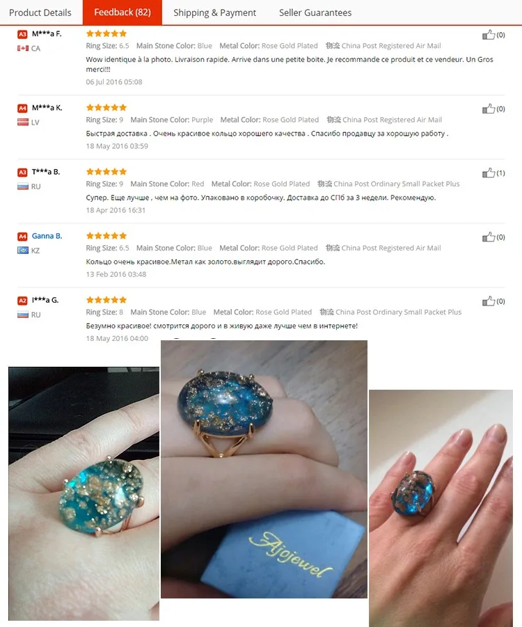 Ajojewel великолепный одиночный большой камень кольцо украшение для ногтей перстень
