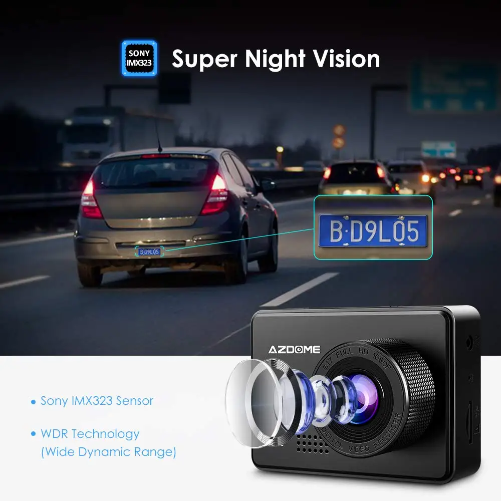 Оригинальный AZDOME M08 супер конденсатор Dash Cam 2 45 &quotips Автомобильная камера WDR