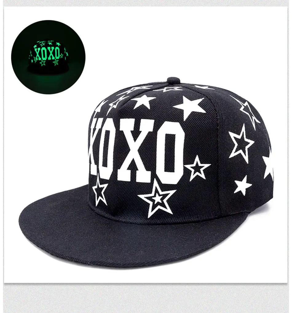 Новая модная флуоресцентная хип-хоп кепка для женщин и мужчин Snapback cap s светящиеся Gorras Спортивная Кепка бейсболка «поло» Bas eball cap
