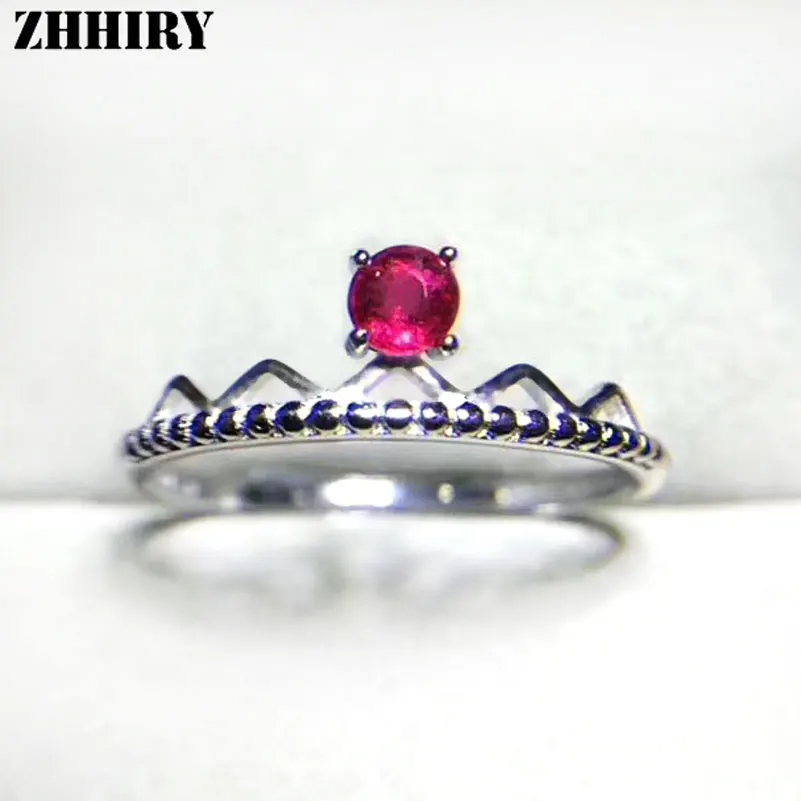 

ZHHIRY Real Natural Ruby Ring Genuine 925 Sterling Silver Genuine Precious Red Gem Stone Rings For Women Fine Jewelry