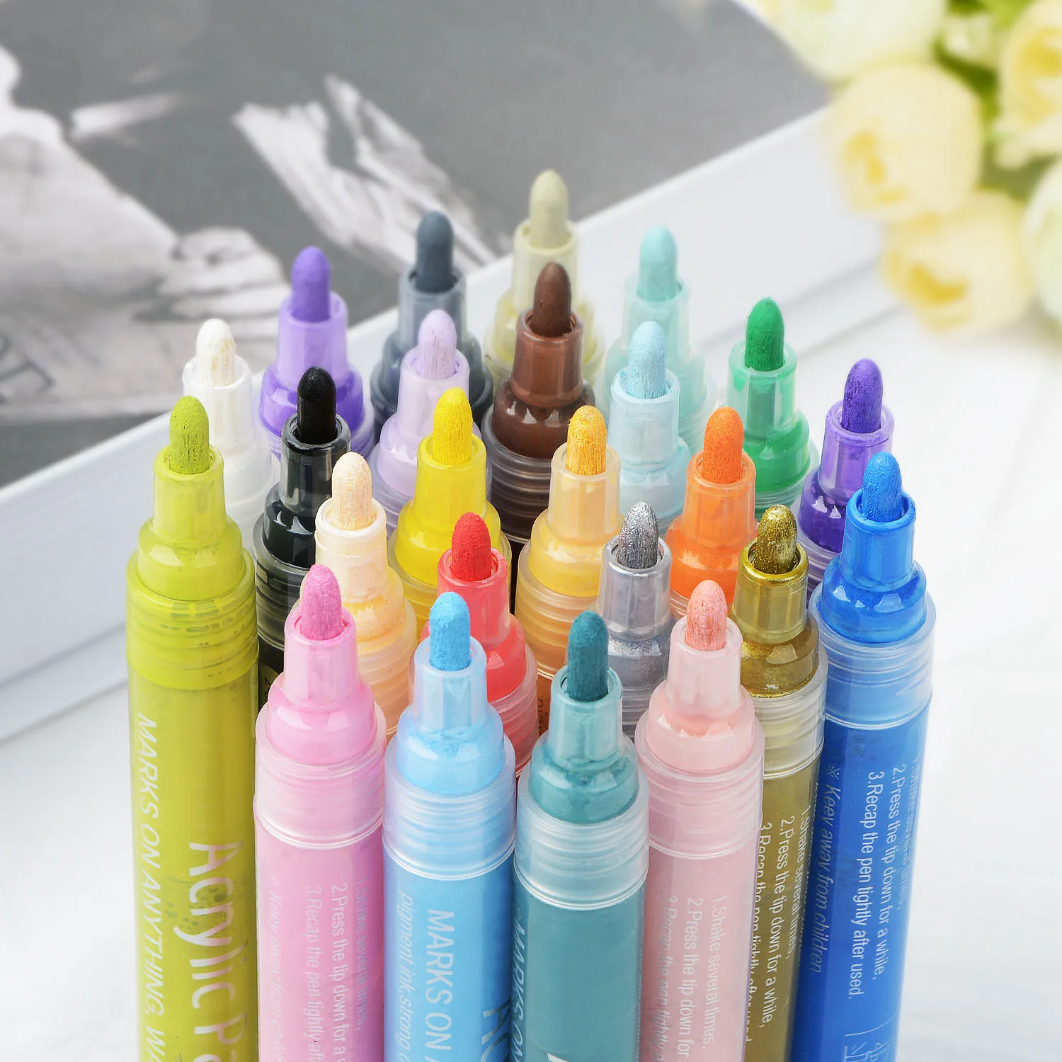 

12/24pcs water pencil Set DIY Acrylic Permanent Paint Marker pen for Ceramic Rock Glass Stationery Office art supplies lapices