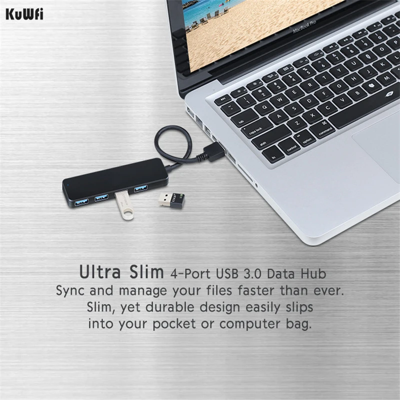 KuWFi usb хаб с 4 Порты и разъёмы s зарядное устройство внешний USB разветвитель микро