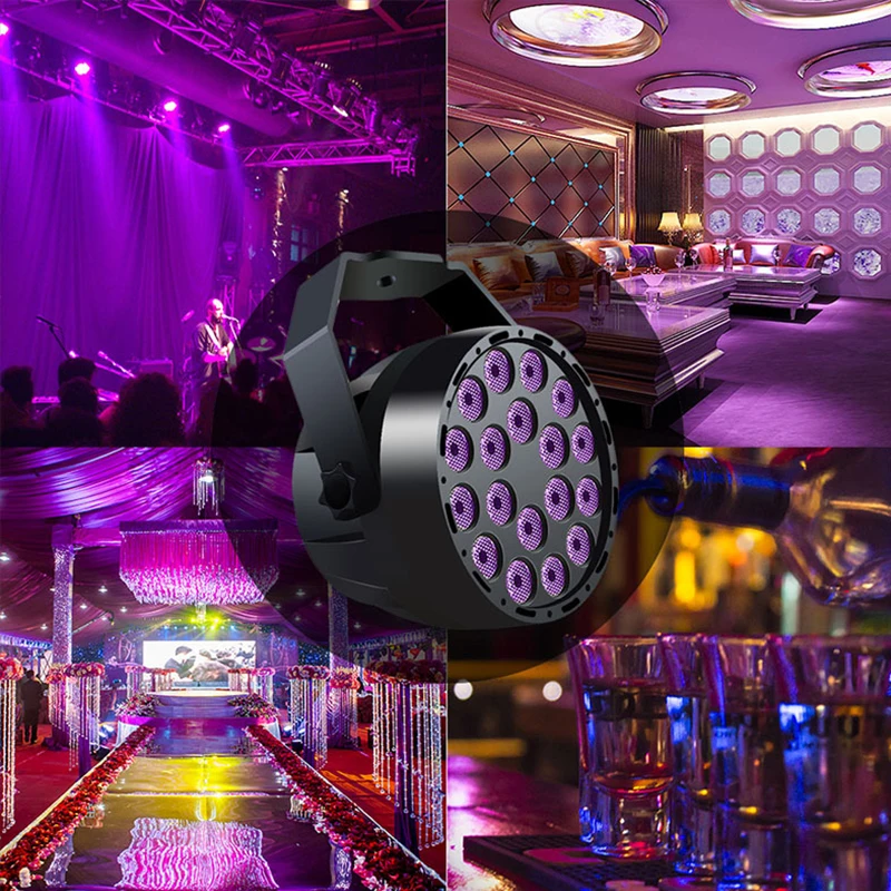 Светодиодный диско UV фиолетовый сценический светильник DMX 512 светильник влияние DJ Par лампа на гвозде, флэш-память для вечерние звук светильник рождественские свитеры с лазерный точечный светильник