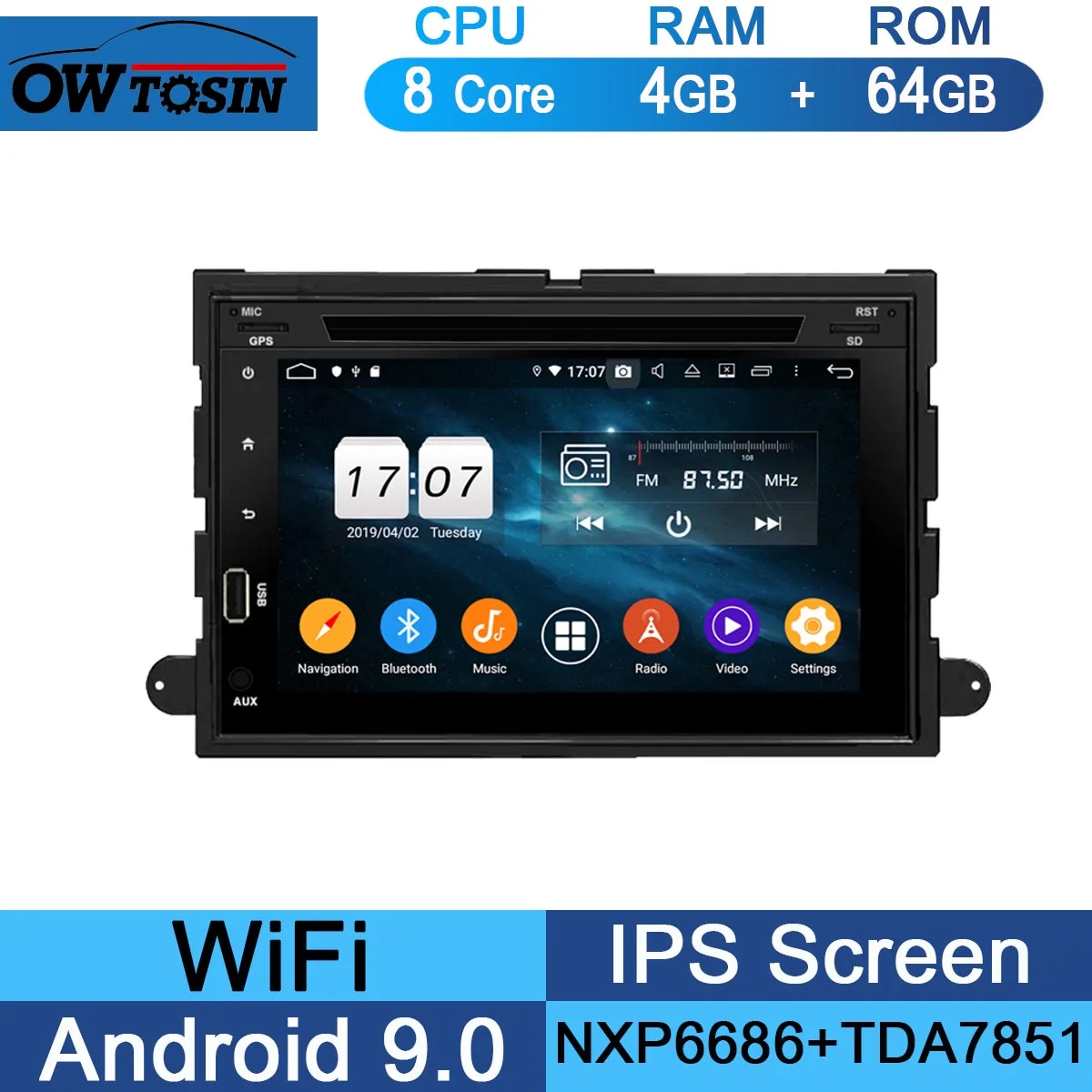 64G " ips 1024*600 8 ядерный 4G+ 64G Android 9,0 автомобильный dvd-плеер для Ford F150 Mustang Expedition Explorer Fusion 2006 2007-2009 радио - Цвет: 64G