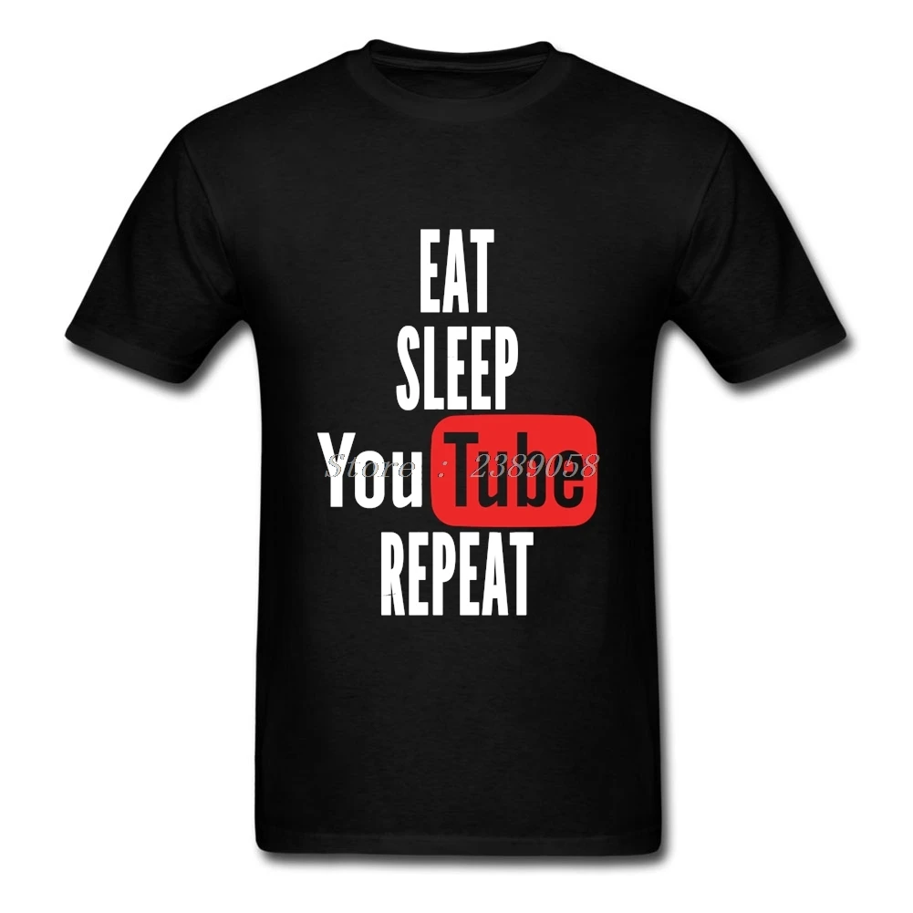 Модная брендовая футболка для мужчин с коротким рукавом надписью Eat Sleep Youtube Repeat
