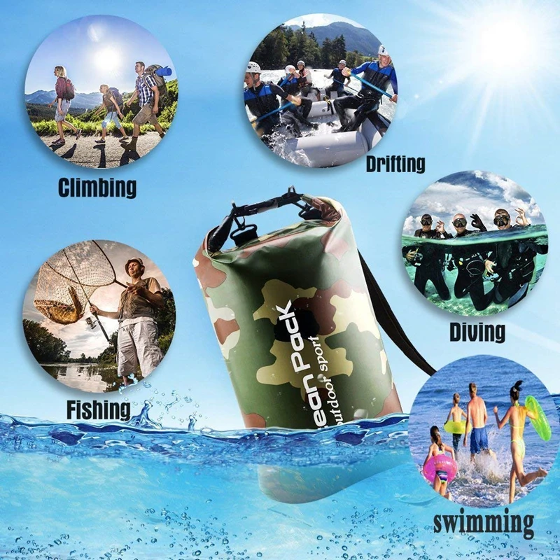 Камуфляжные плавательные сумки 10 л/15 л/20 л/30 л водонепроницаемые сухие мешки для