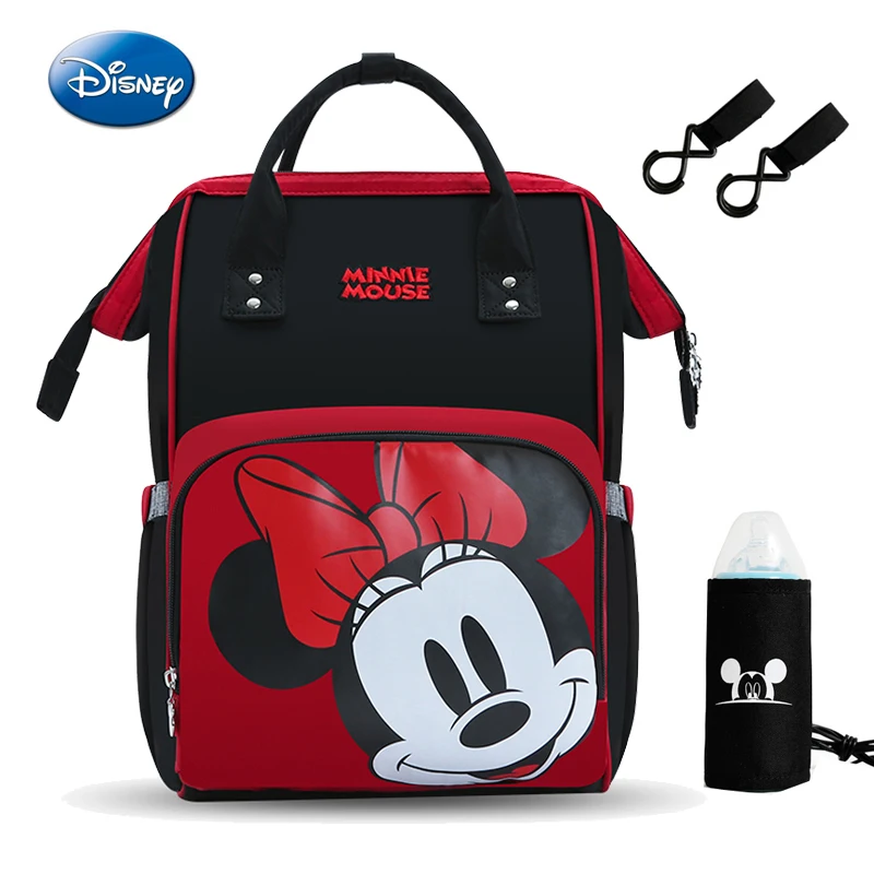Disney красный рюкзак для подгузников с Минни Маус, сумка для мамы, Женская многофункциональная сумка для подгузников, детская usb-бутылочка, изоляционная Сумка для беременных