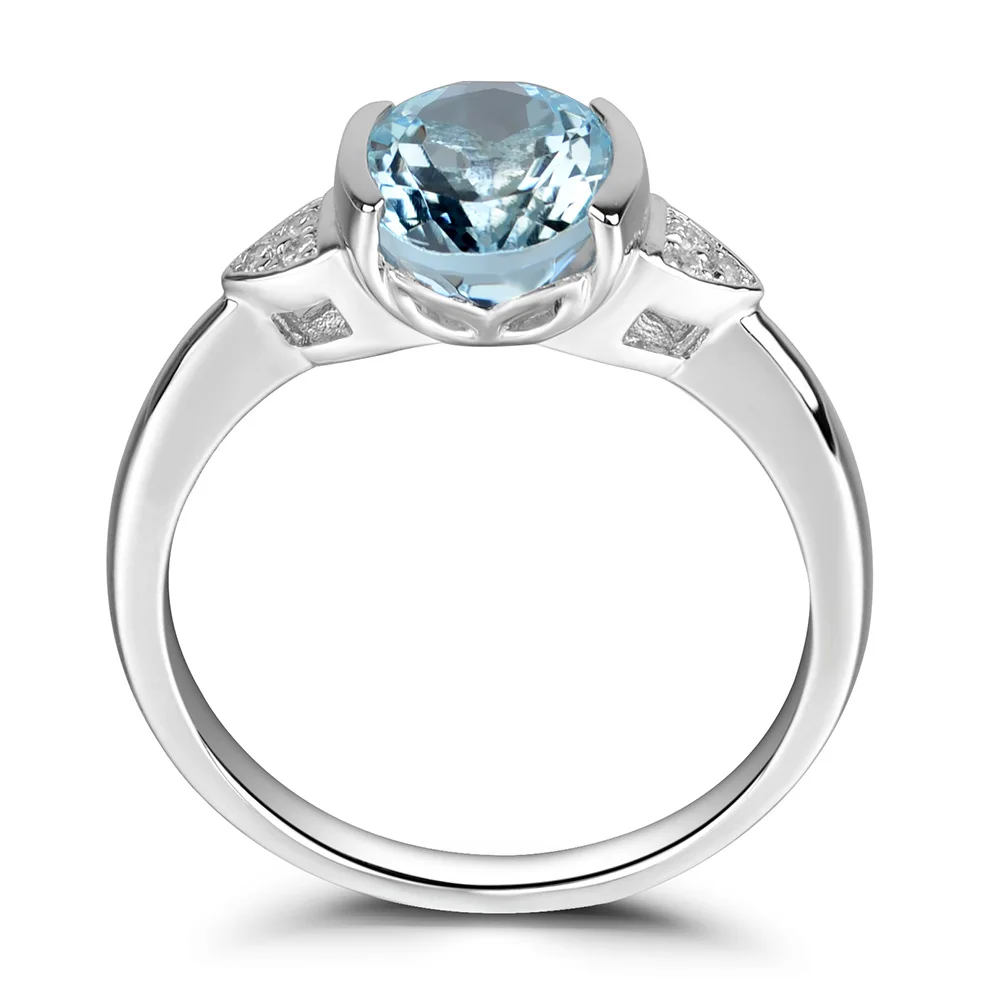 Женское овальное кольцо с аквамарином серебро 925 пробы | Украшения и аксессуары