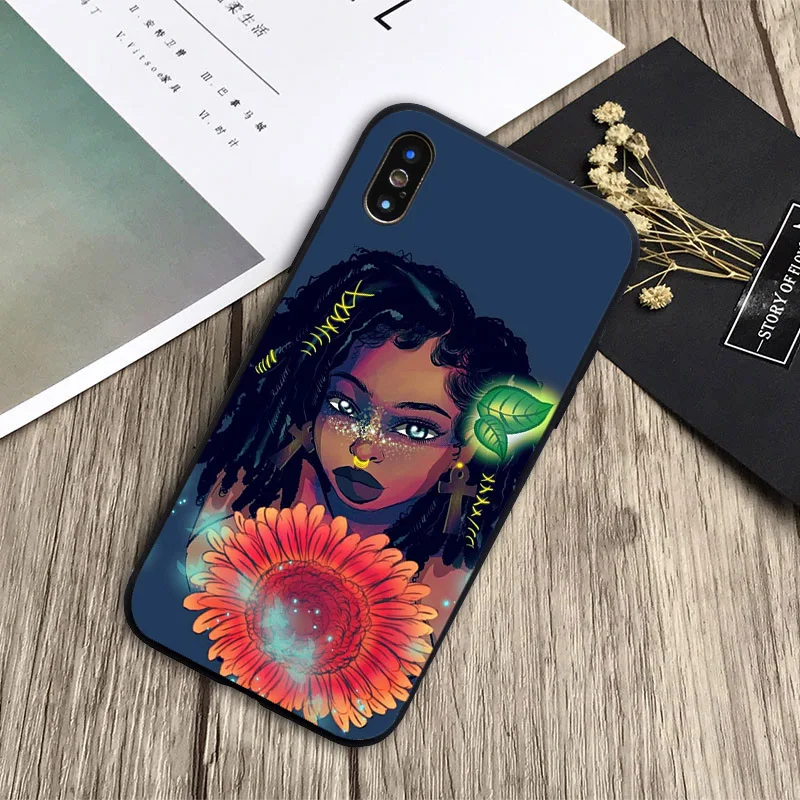 Африканский красивый мягкий силиконовый черный чехол для телефона iPhone 6 6plus 7 8plus 5