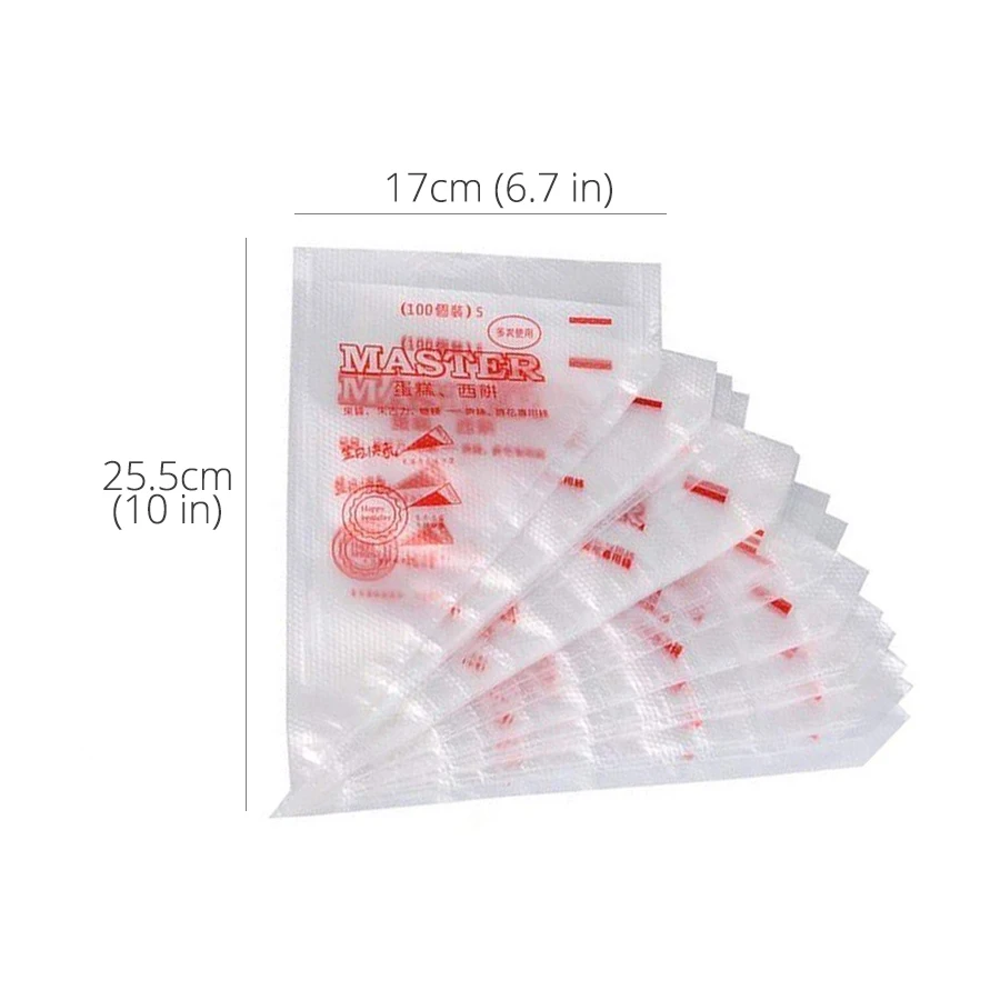 

100-Pack Pastry Bags 10-Inch Disposable Icing Bags Decorating Bags Baking and Cake Decorating Supplies