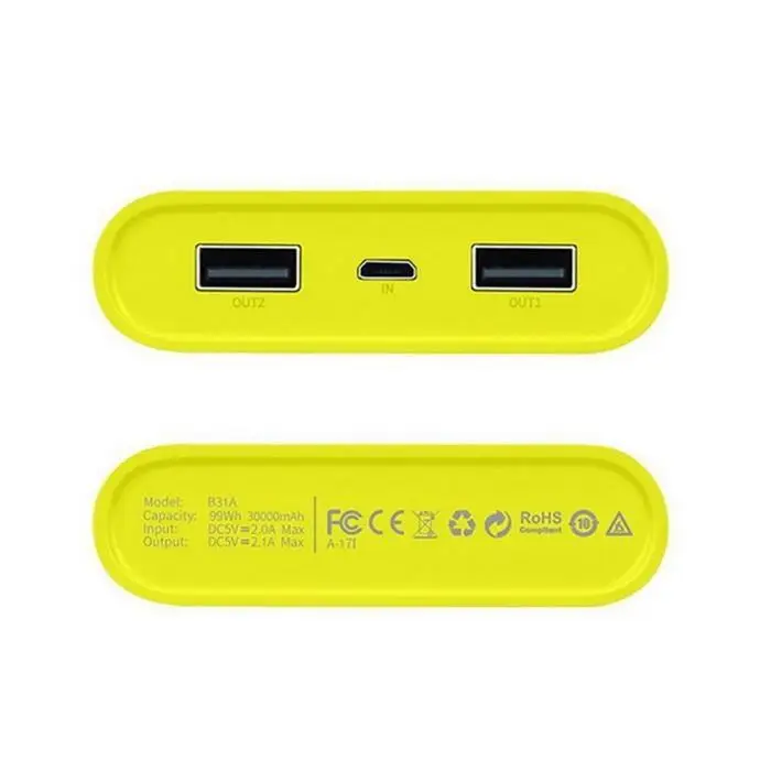 30000 мАч Внешний аккумулятор повербанк 2 USB светодиодный Банк питания портативное