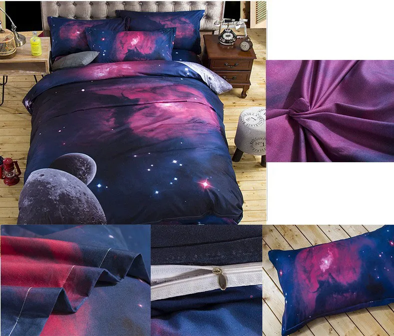 3d Galaxy набор пододеяльников для пуховых одеял, односпальные двойные/queen 2 шт./3 шт./4 шт., комплекты постельного белья, тематическое постельное белье с космическим пространством