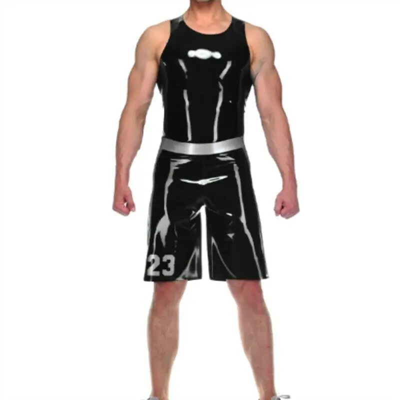 

New Latex Gummi Uniform Sleeveless Catsuit Suit Sports Bodysuit 0.4mm S-XXL