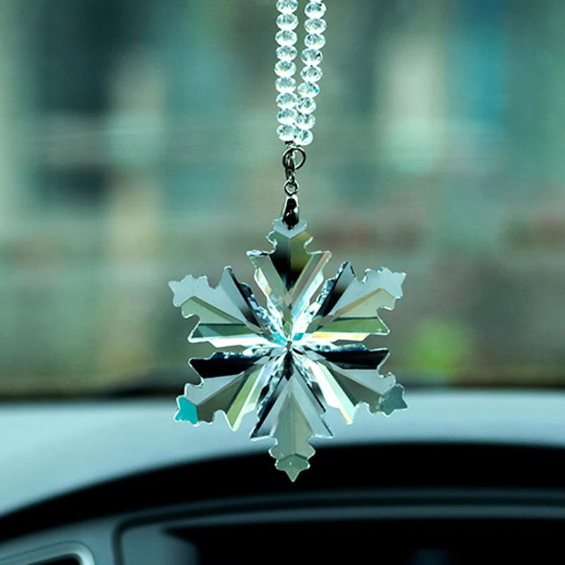 Car Pendant Crystal Large Snowflakes Ornaments Snowflake Clear Edition Rearview Mirror Ornament Interior Accessories |