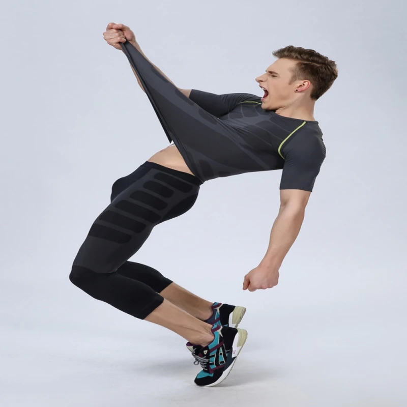 Seamless Men Athletic Pants Compression Gym Sports Fitted Base Layers Skin Tights | Спорт и развлечения