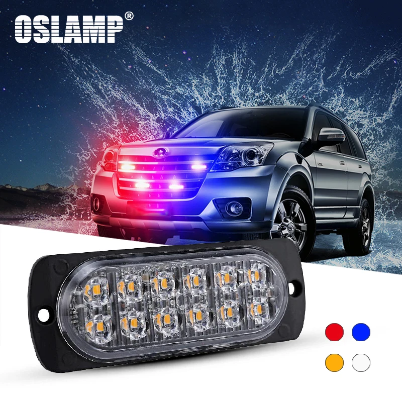 Oslamp 12LED Автомобильная световая сигнализация белая/Янтарная/красная/синяя 18