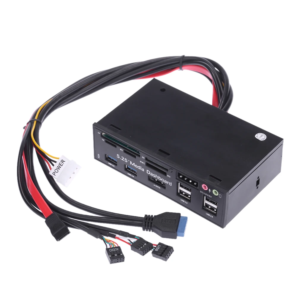 Все-в-одном кардридер USB 3,0 Передняя панель медиа панель многофункциональная Передняя панель кардридер USB 2,0 и USB 3,0 5,25"