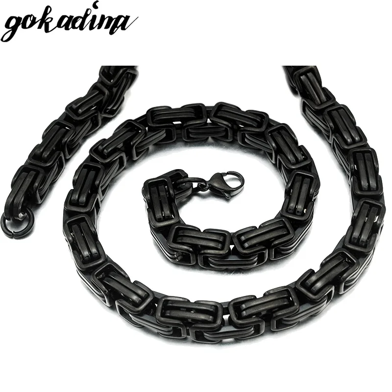 

Винтажное ожерелье Gokadima, Мужская цепь 2017, византийские ювелирные изделия черного цвета, ожерелье из нержавеющей стали для мужчин 60 см * 9 мм, ...
