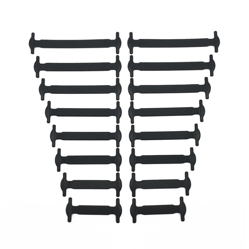 C Black 16pcs 16 шт./лот 8 Размеры творческие многоцветной твердое шнурки без завязок унисекс эластичные силиконовые шнурки для всех кроссовки G003 - Цвет: C Black 16pcs