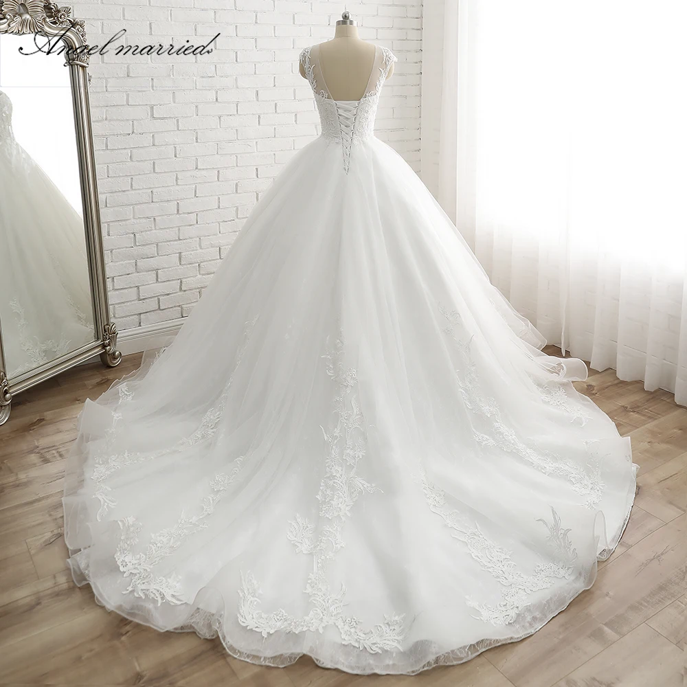 Angel sevened vestido de noiva женское винтажное кружевное свадебное платье с рукавами-крылышками, кружевное свадебное платье принцессы с аппликацией на заказ