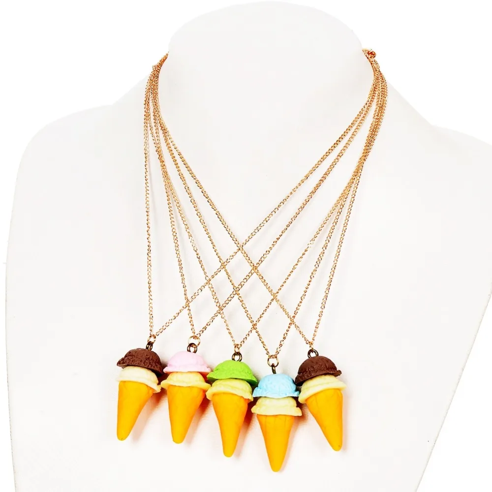 1 шт. модная Милая подвеска мороженое случайного цвета ожерелье для женщин и