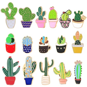 Женская брошь в форме кактуса, металлическая брошь с эмалью, Винтажная брошь Симпатичные значки, Ювелирное Украшение для одежды, воротника, лацкана