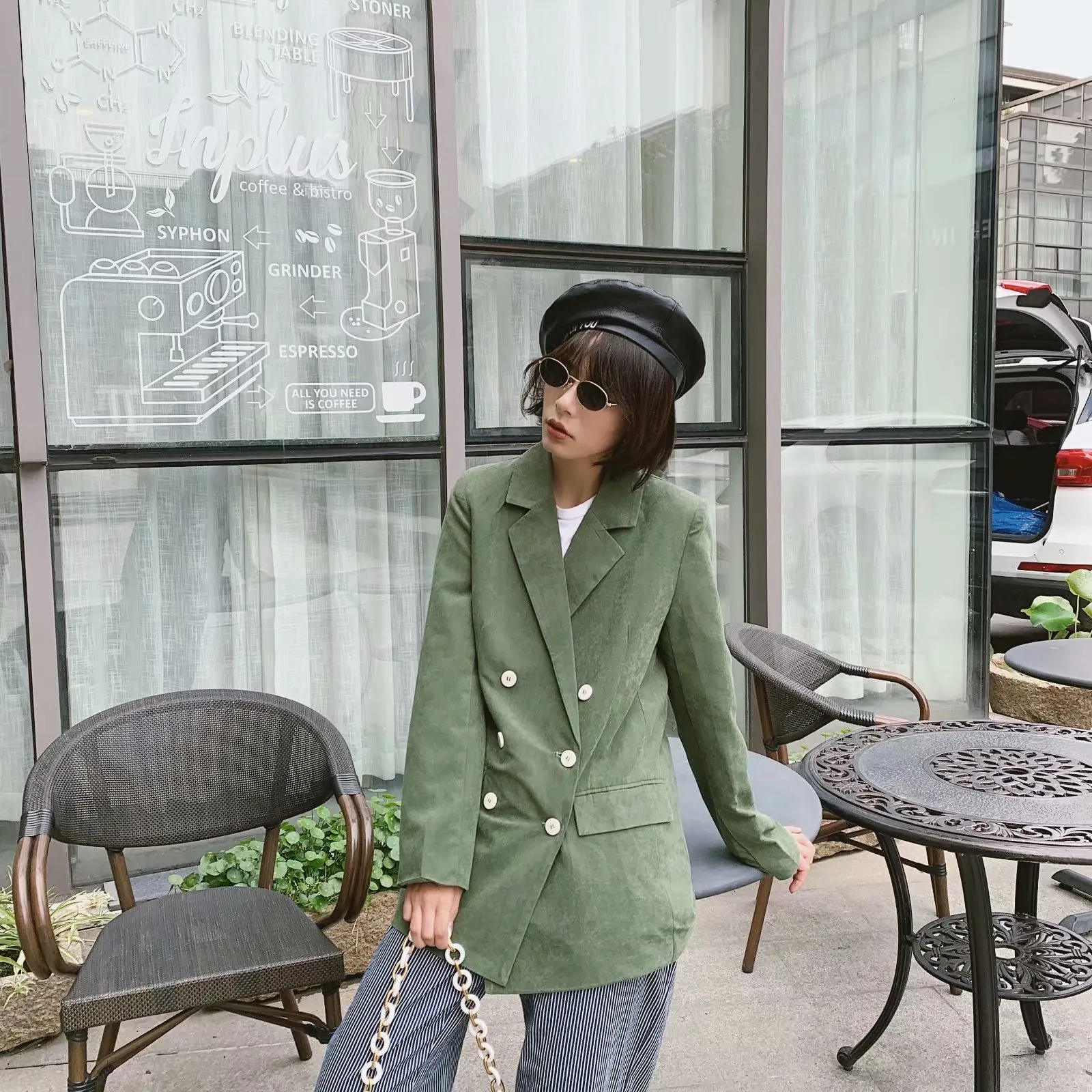 

2019 Autumn Winter vintage double breasted blazer women jackets feminino office lady yellow red blazer mujer casual coat women