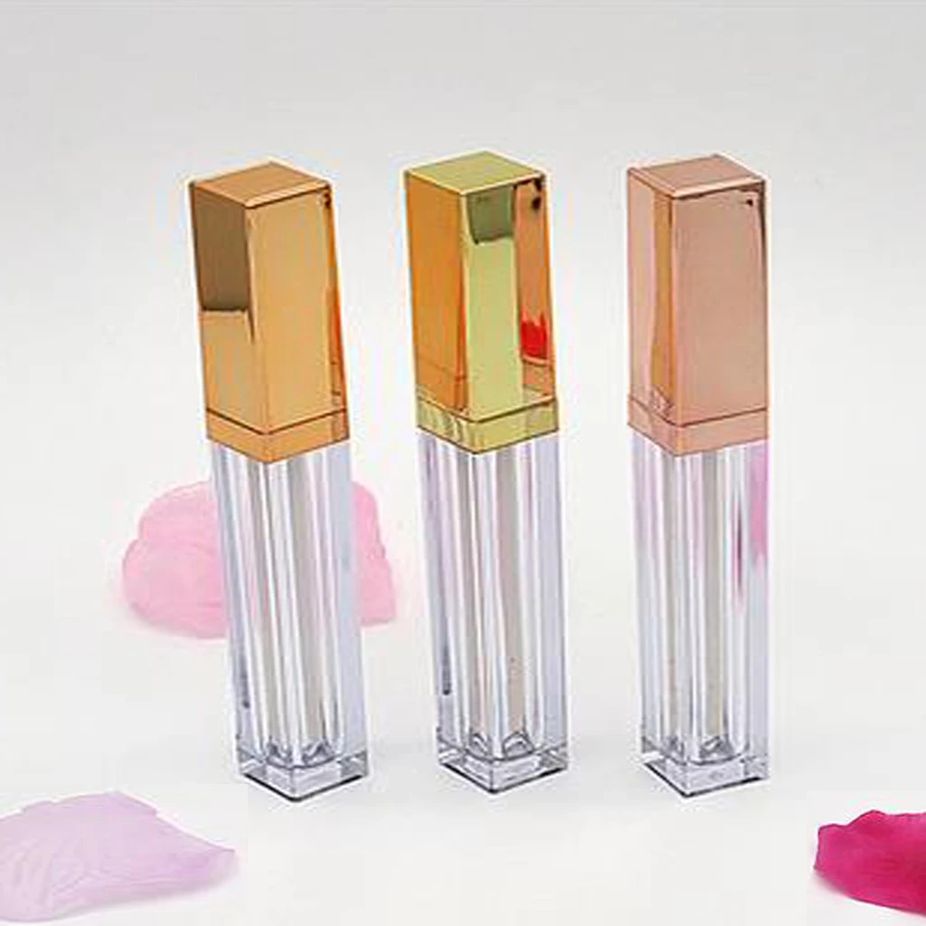 3 Packs Clear Mini Lip Gloss Tube Empty Balm Refillable Small Containers With Gold Lid for Liquid Makeup Cosmetics | Красота и