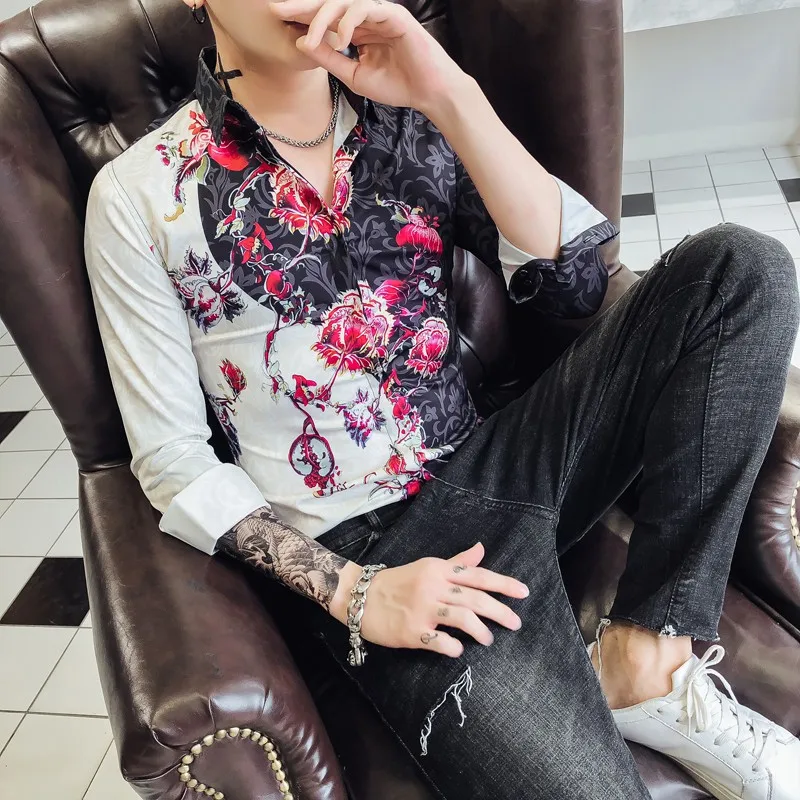 Модные рубашки для мужчин приталенная рубашка Camisa Social Masculina модная Новая Осенняя