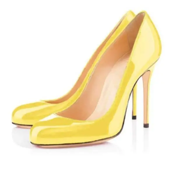 Женские туфли-лодочки на шпильке 10 см Moraima черные телесные желтые с круглым