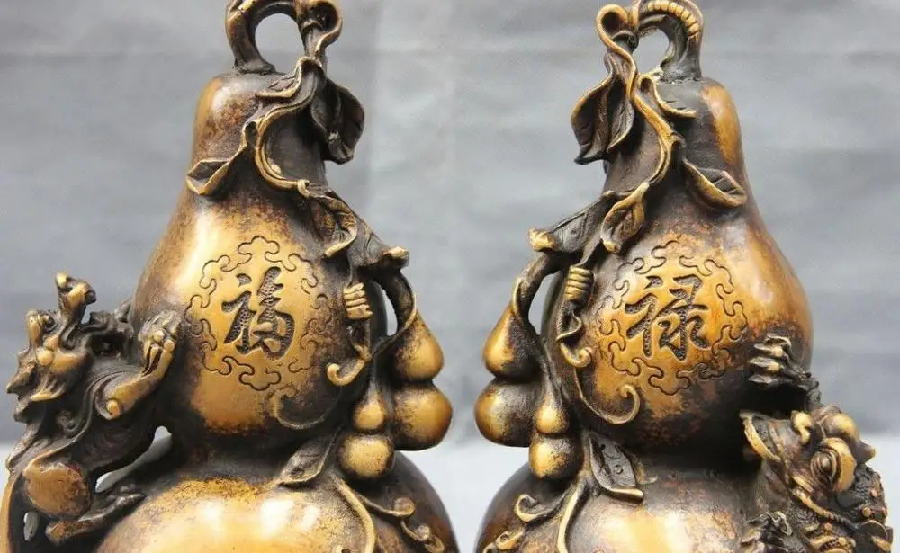 Chinese Bronze Copper Fengshui Golden toad Brave troops Vase Bottle Gourd Statue | Дом и сад