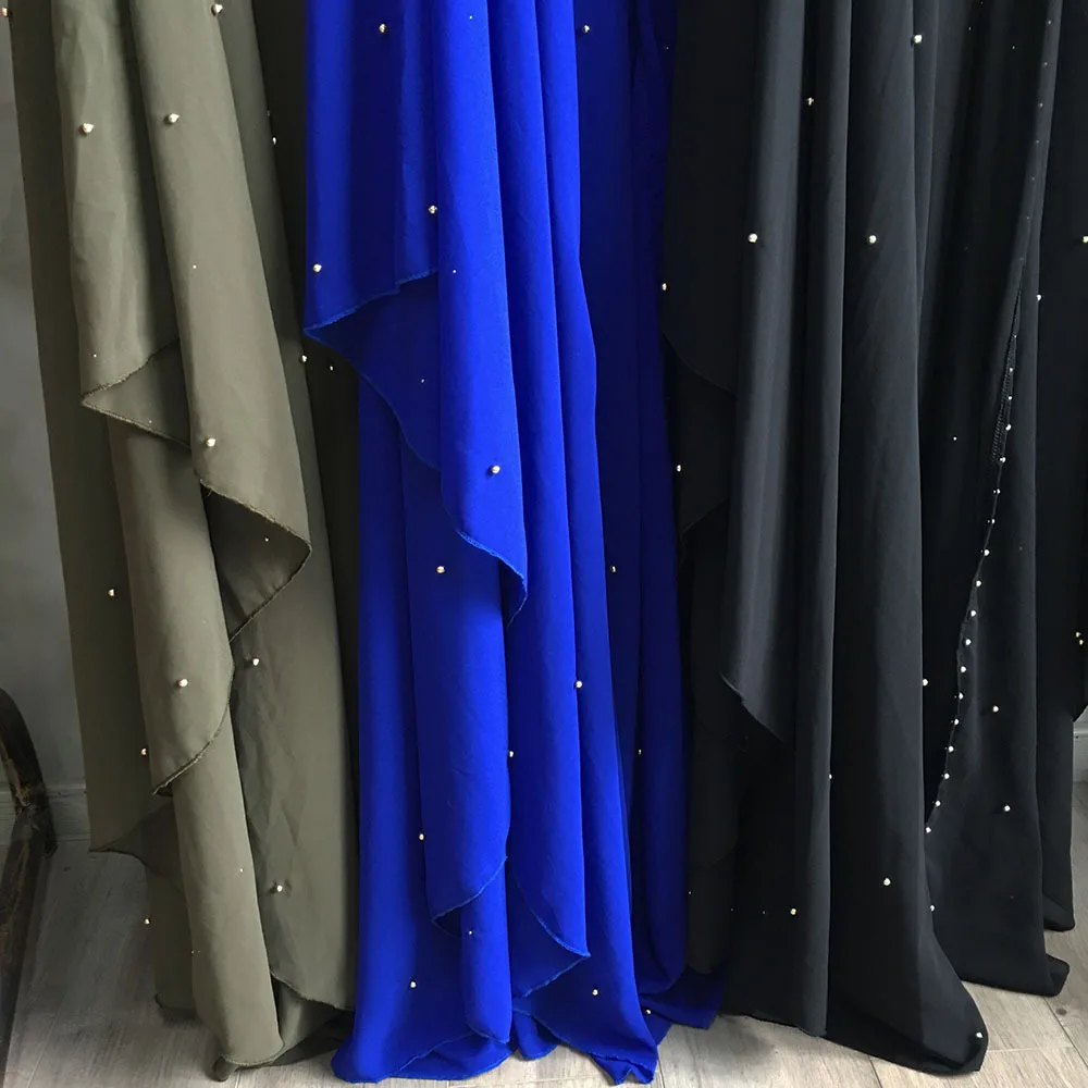 tilapia big hooded abaya maxi long summer chiffon beading gowns with slip dress 2in1 | Женская одежда
