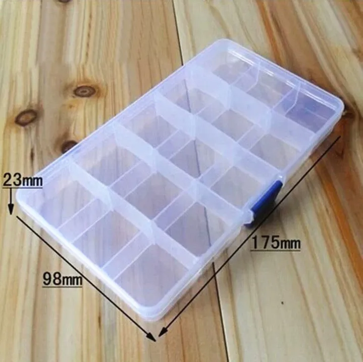 HSU New 15 Slots Adjustable Plastic Fishing Lure Hook Tackle Box Storage Case Organizer Рыбалка Аксесуары | Спорт и