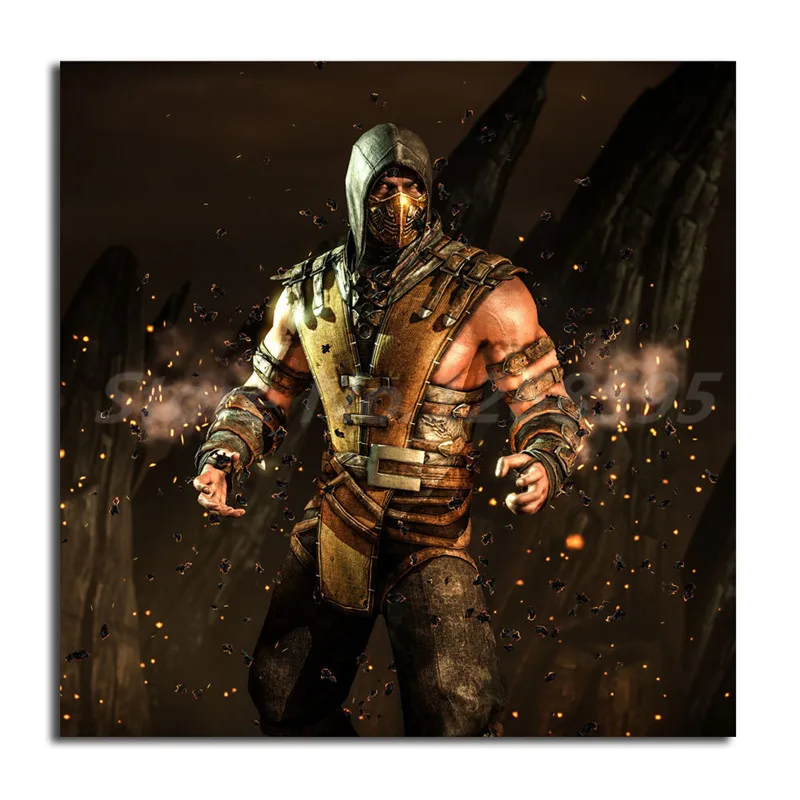 Настенный постер Hellfire Scorpion Mortal Kombat на холсте декоративная картина для гостиной