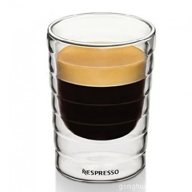 Nespresso-taza de café de doble pared, vaso de vidrio para beber después del té, 85ml, 150ml, 350ml, 6 unids/lote