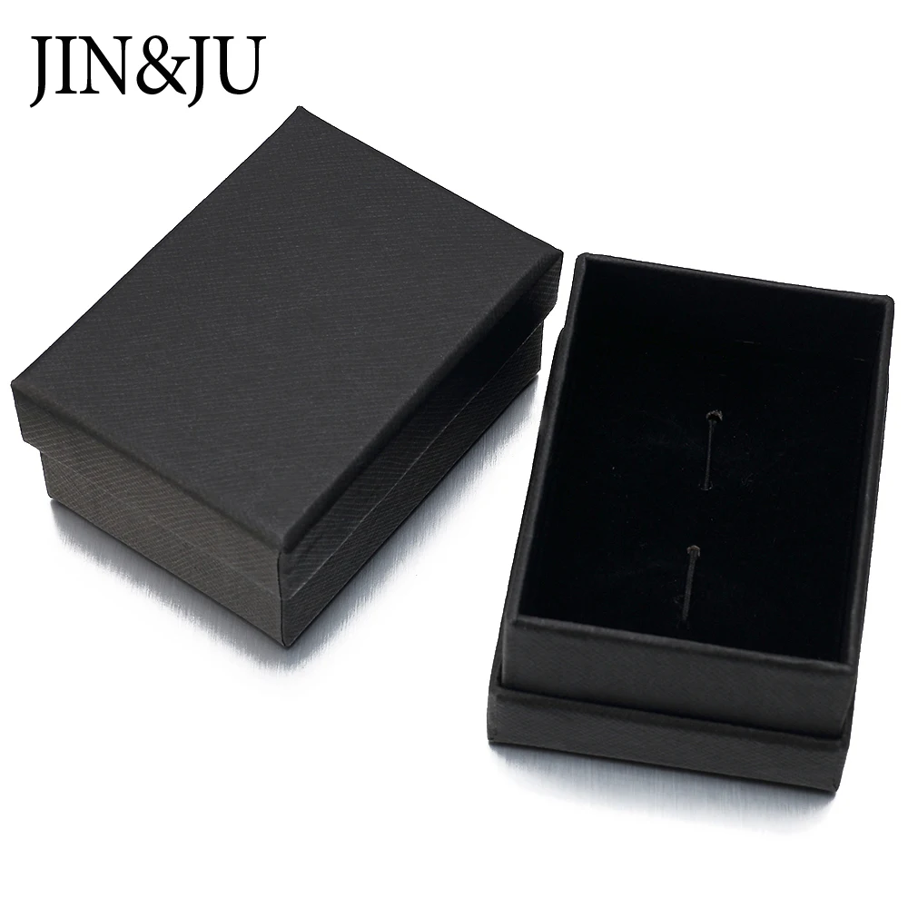 JIN& JU черные бумажные коробки для запонок 1 шт. в лоте высококачественные черные матовые бумажные коробки для ювелирных изделий запонки чехол для переноски