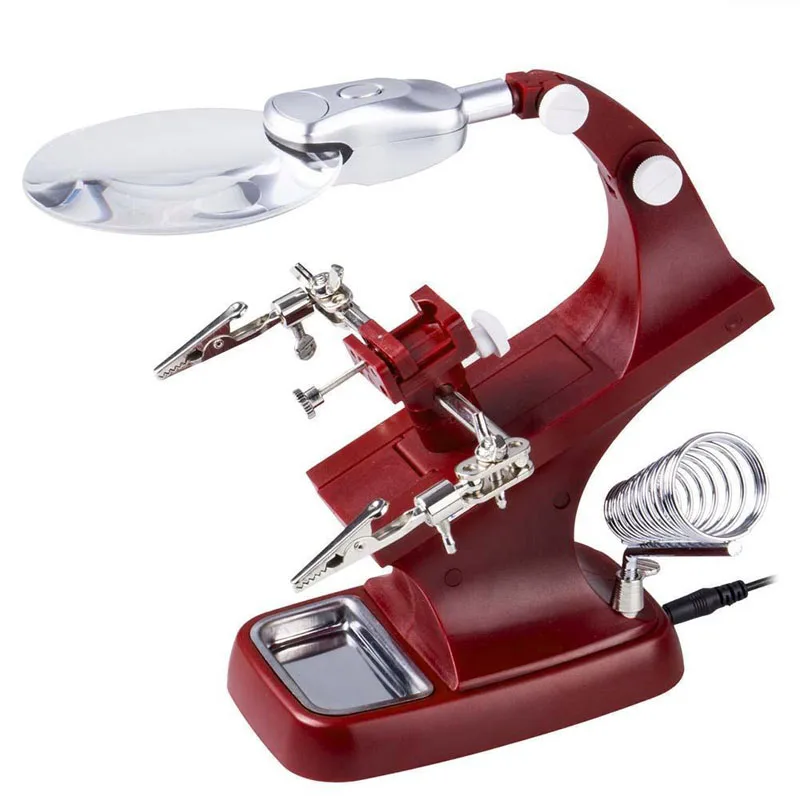 

LED Clamp Soldering Iron Stand Helping Hands Magnifying Glass Magnifier Crocodile Clip SMD Hands Soldering Iron Stand