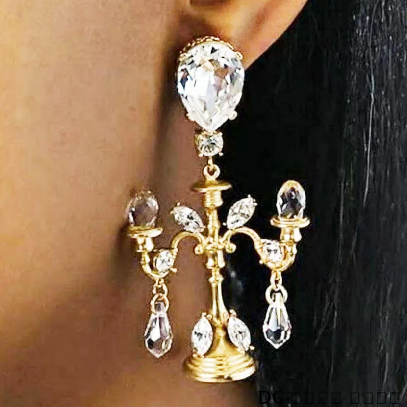 

Женские винтажные серьги-капли, серьги в стиле барокко с кристаллами, массивные Свадебные сережки, 027, 2017