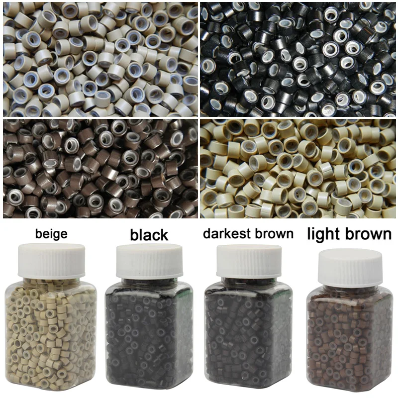 1000 шт Силиконовые выложенные микрокольца бусины обжимные звенья человеческих