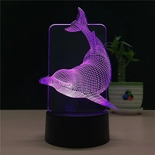 Новые классные визуальный индикатор ночник 3D LED стол Дельфин Ночник светильник 7