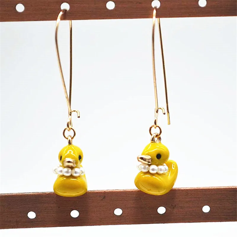 Ladies fashion zinc alloy jewelry Yellow enamel drops glaze ducks cartoon long earrings cute 2017 new | Украшения и аксессуары