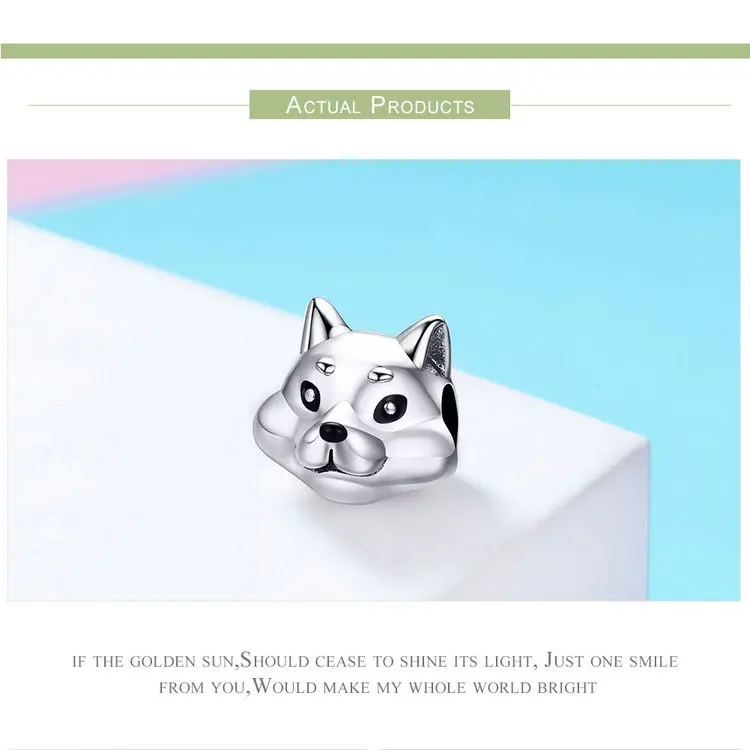 MOWIMO 925 пробы Серебряный Шиба ину собака талисманы Бусины Подходят Пандора браслет и браслеты для женщин Шарм ювелирные изделия BKC833