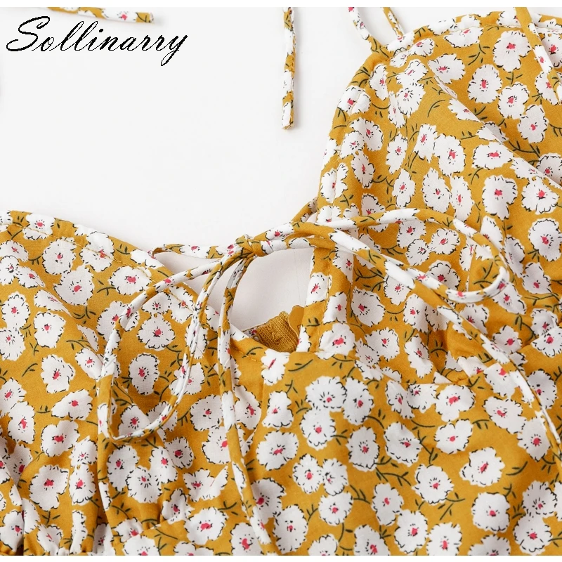 Sollinarry 2019 Spaghhetti ремень женские платья со шнуровкой хлопок модное летнее шикарное
