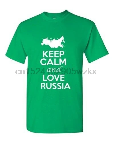 Keep Calm And Love Россия страна Новинка себе Графический взрослая Футболка Tee|Мужские