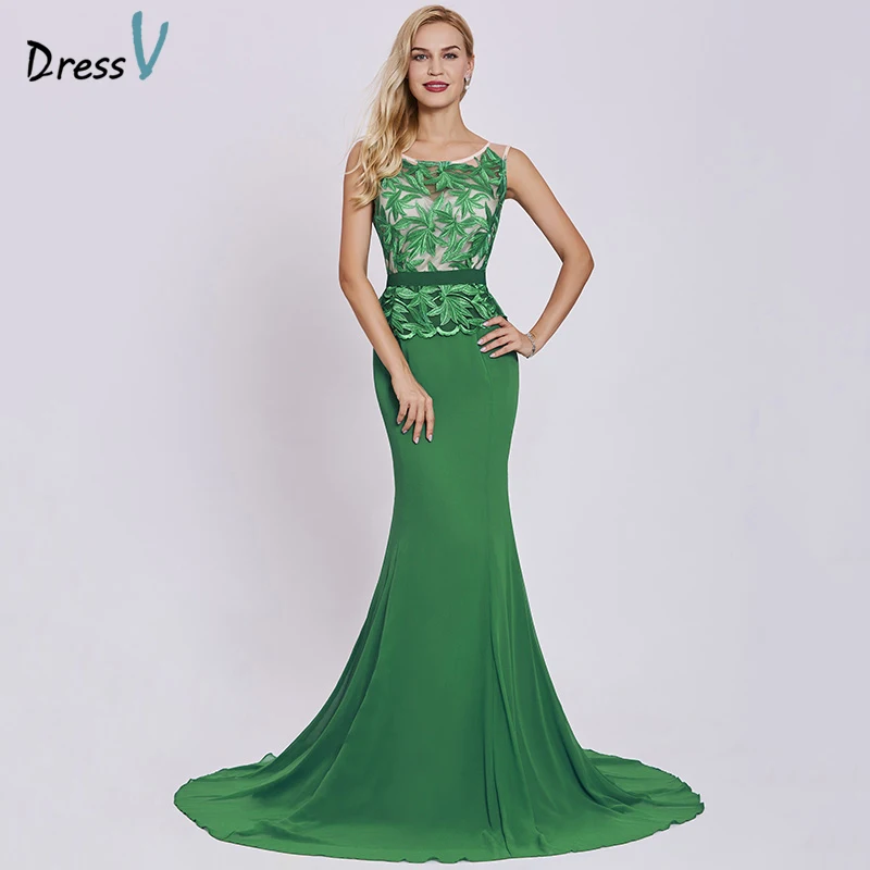 Dressv/темно зеленое вечернее платье недорогое с глубоким вырезом без рукавов