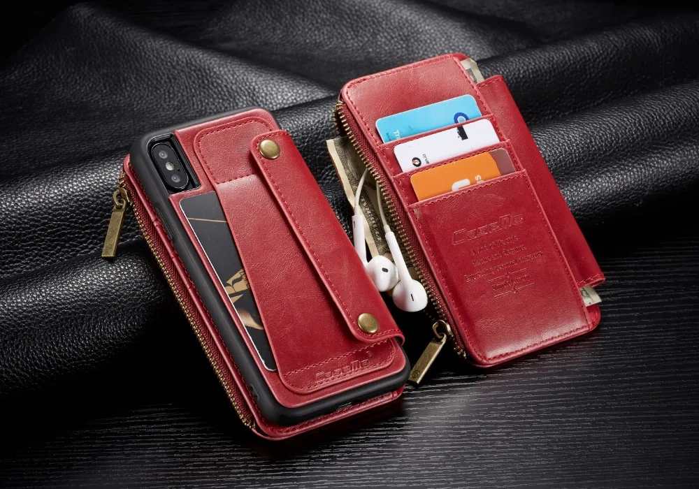 Роскошный кожаный чехол-бумажник CaseMe для IPhone X с откидной крышкой и отделением для карт чехол для iPhone 7 6 6s 8 Plus X