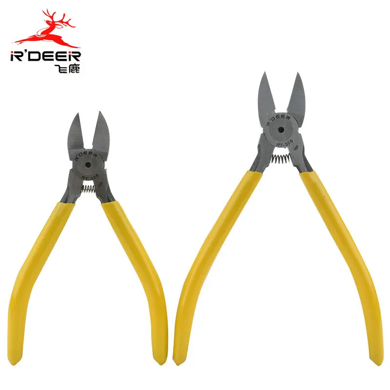 

R'DEER TOOL yellow handle 5" 6" plastic cutting plier #55 high carbon steel head cut special heat treated electric tool