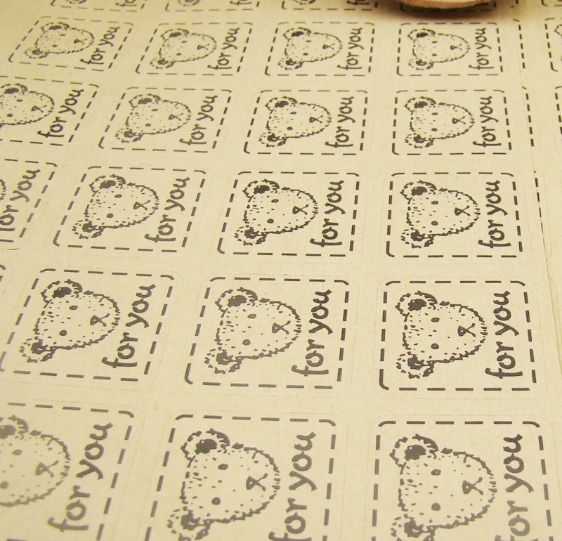 300 шт. DIY Ручная работа милый медведь форма самоклеющаяся печать этикетка для вас